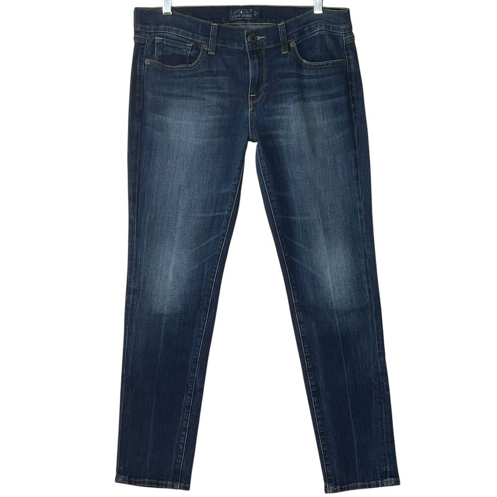 Lucky Brand Charlie Skinny Jeans Size 12 31 Dark Wash Stretch Low Rise Boho